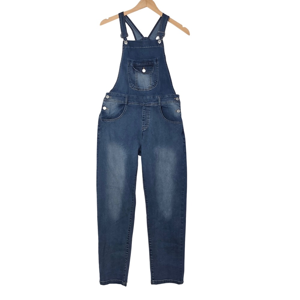 Kidscool Space Girls Size 170 Fits 16‎ Blue Denim Overalls Juniors Small Y2K